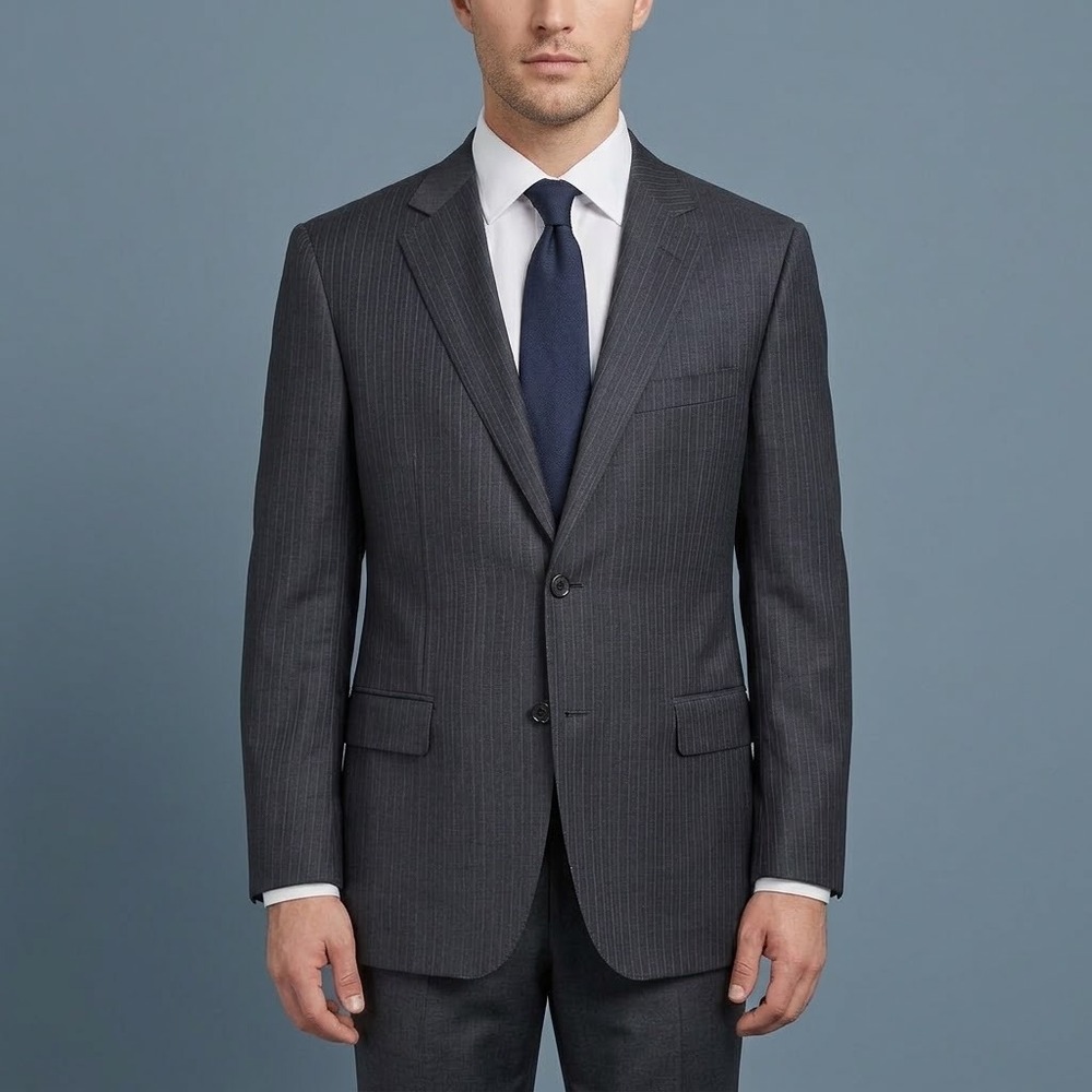 Saks Fifth Avenue Blazer Men's 46R Gray Wool Blend Zegna Cloth Classic Fit